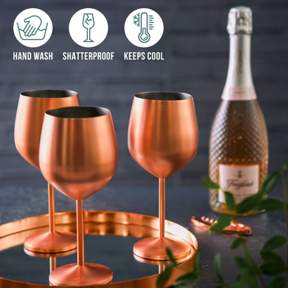4 Matte Rose Gold Wine Glasses