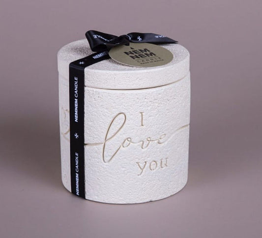 I Love you Cylinder Jar Small Beige