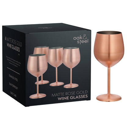 4 Matte Rose Gold Wine Glasses