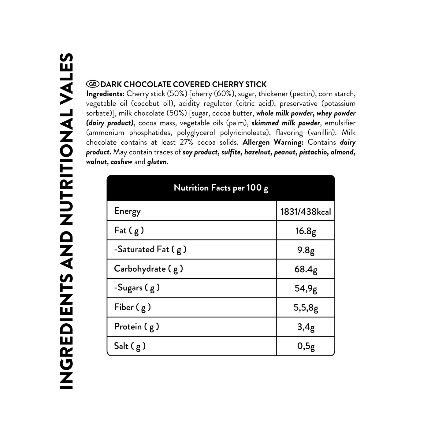 Cherry Stick Dark Chocolate, 80G