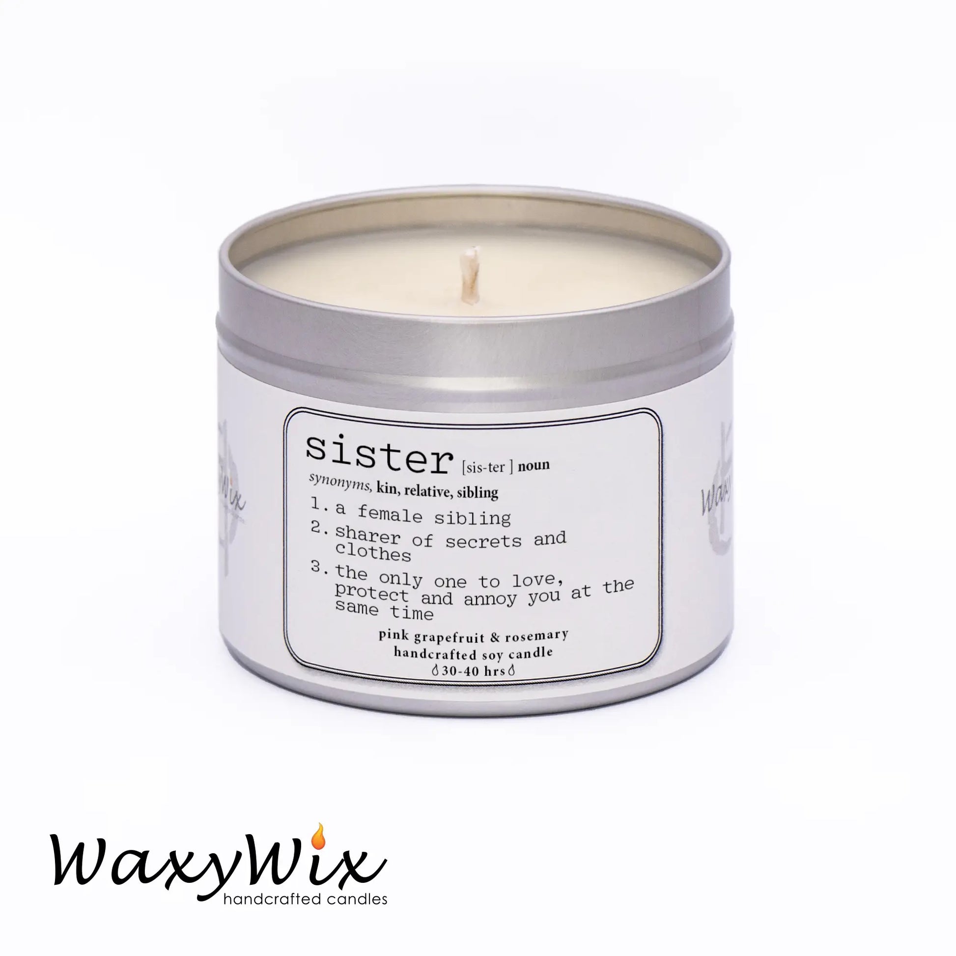 Sister: Noun, definition. Candle gift for Sister. Strong scented handmade soy wa