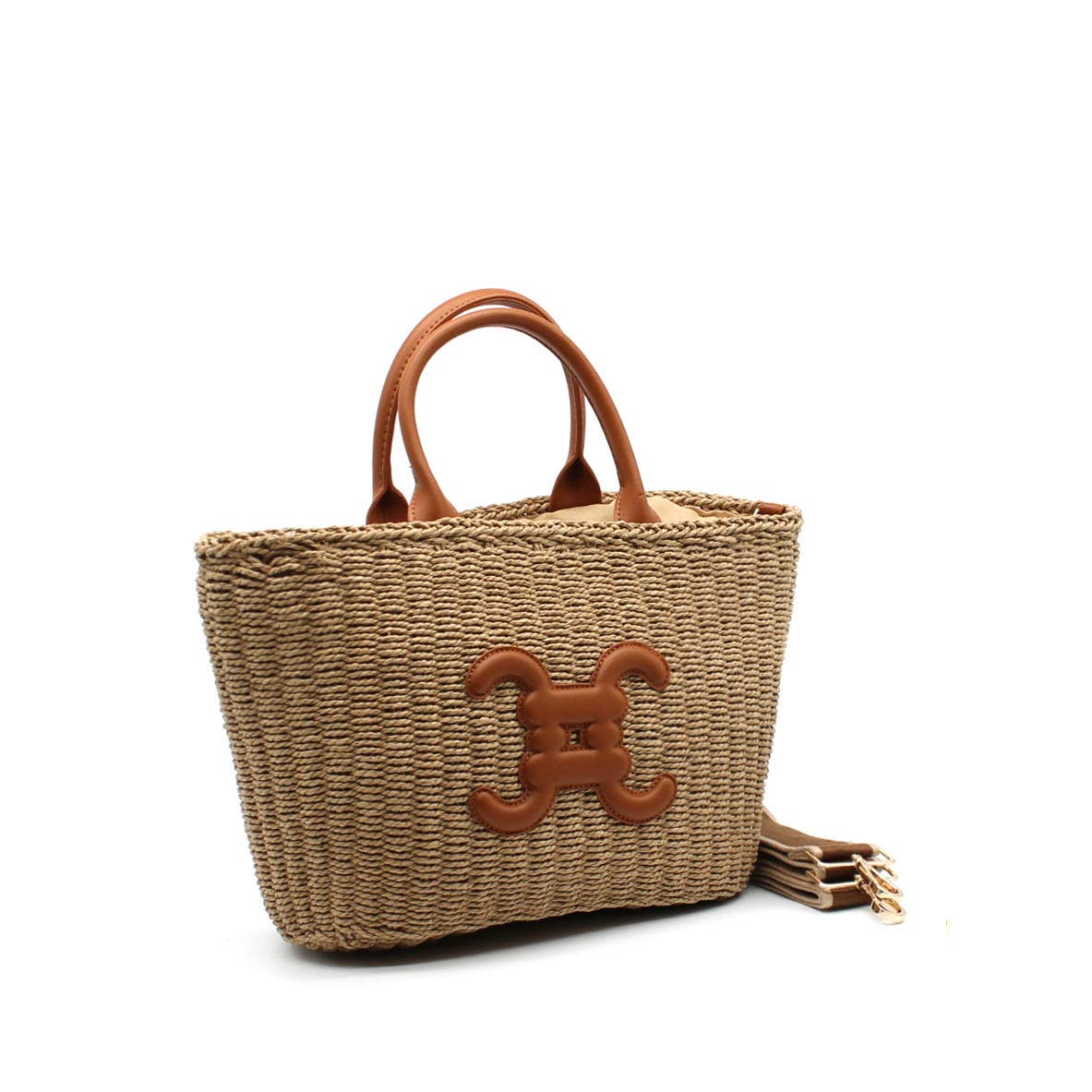 Basket handbag with logo Camel
