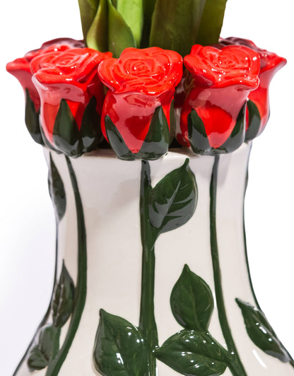 Ceramic Multi Red Roses Vase