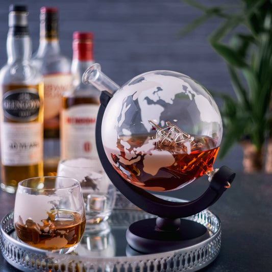 Globe Whiskey Decanter Set