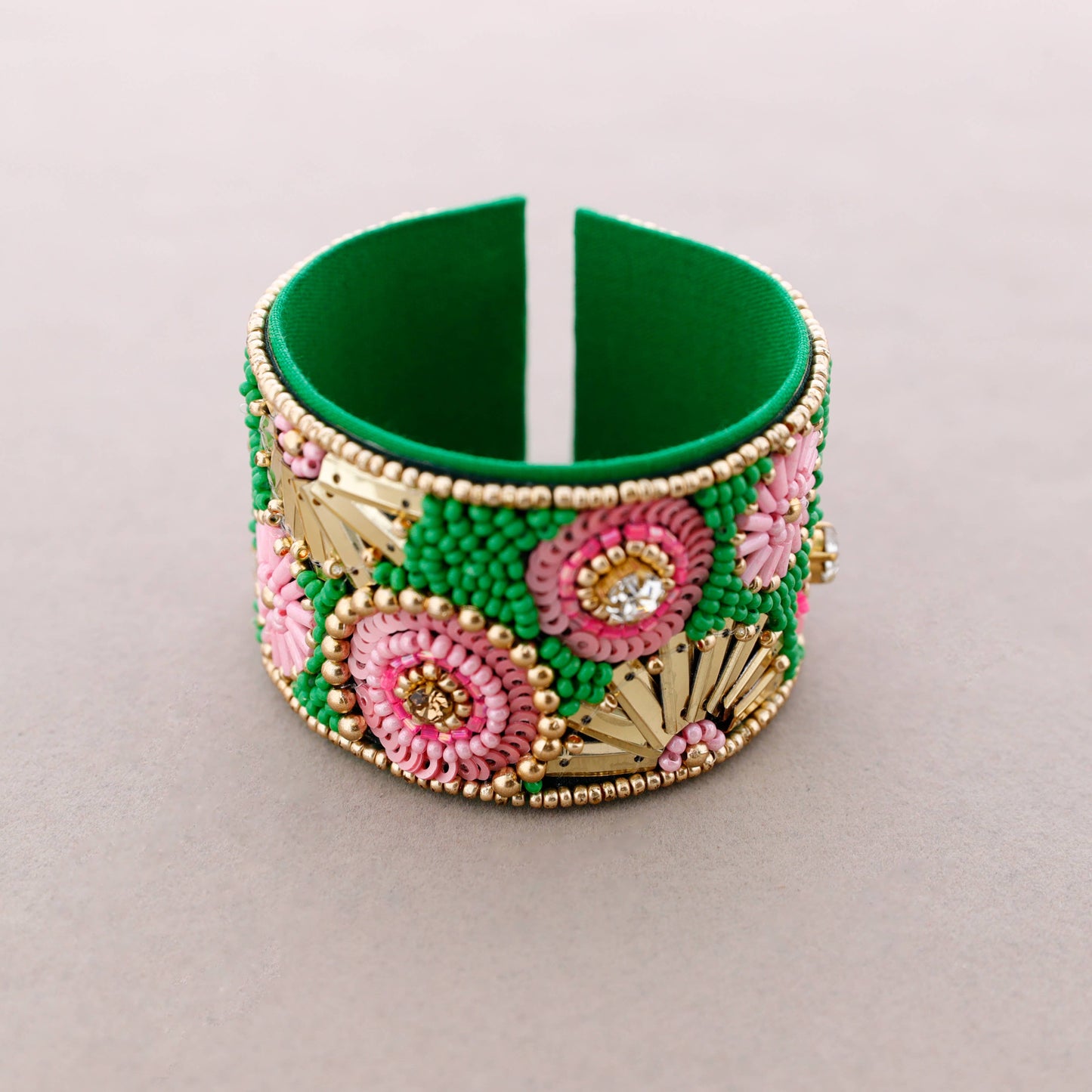 Adjustable Ethnic Beaded Bracelet- Green