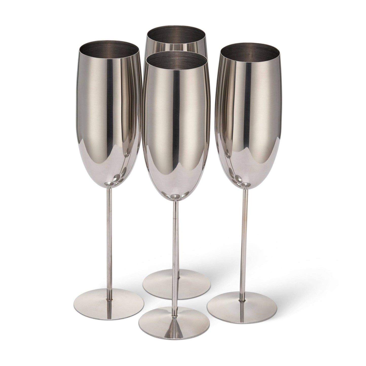 4 Silver Champagne Flutes
