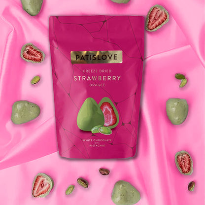 Pistachio White Chocolate Covered Freeze-Dried Strawberry