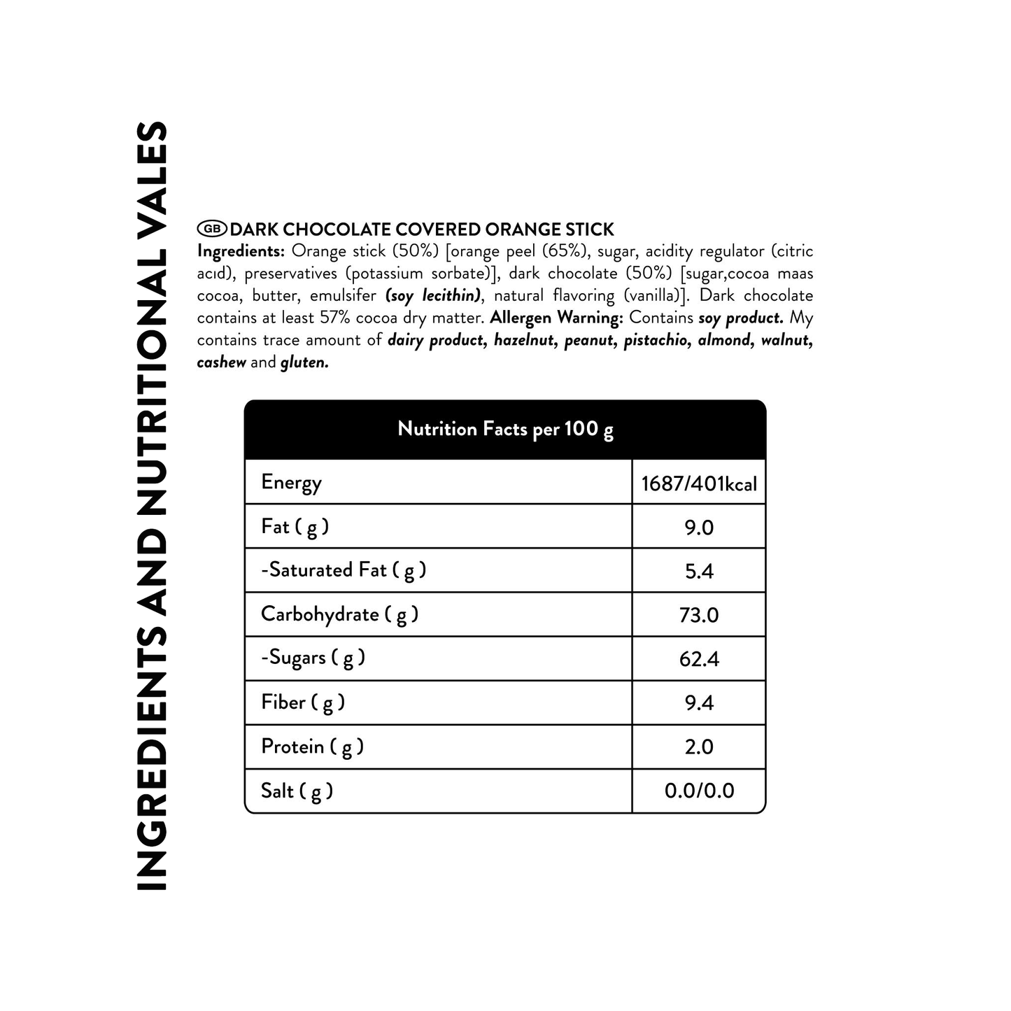 Orange Stick Dark Chocolate, 80G