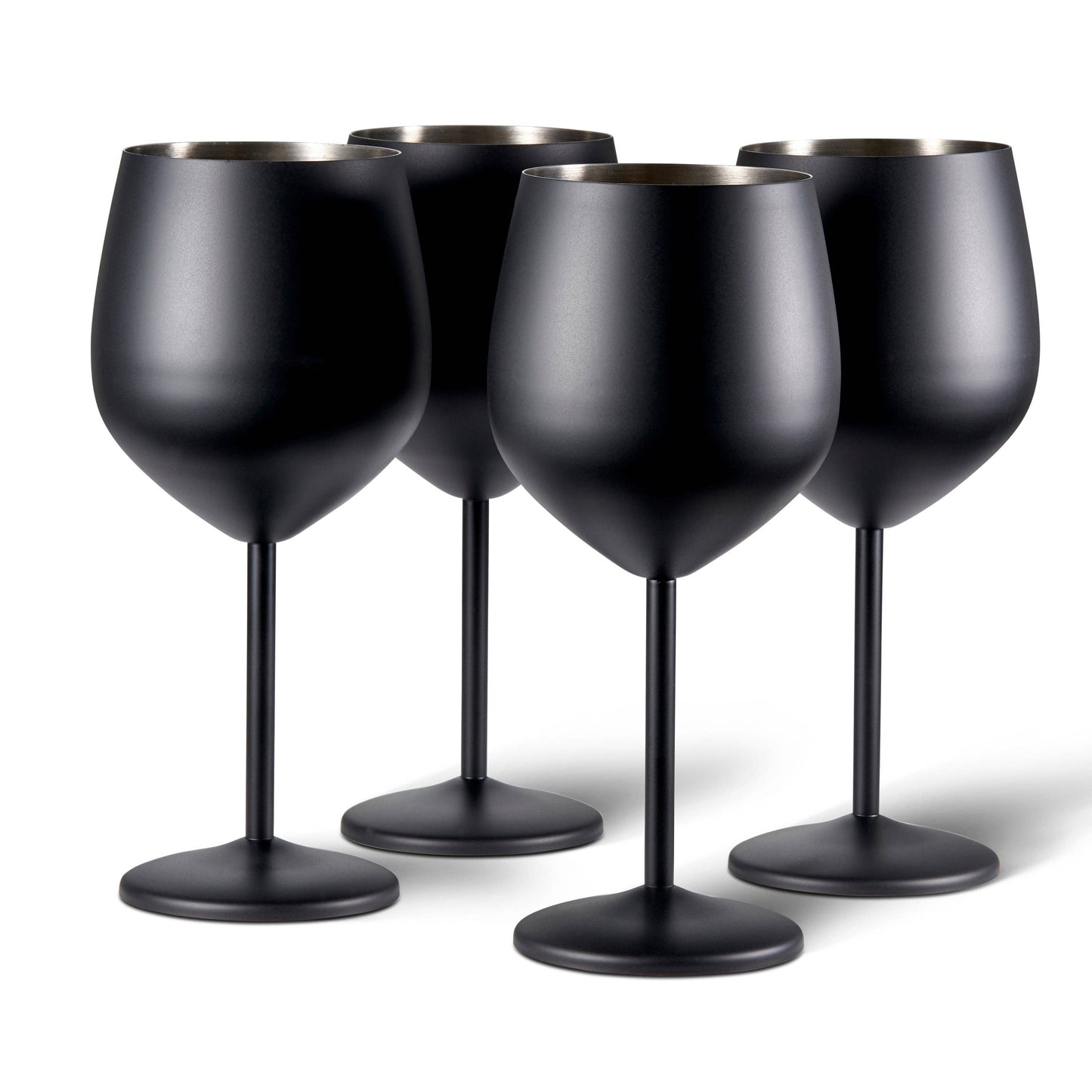 4 Matte Black Wine Glasses