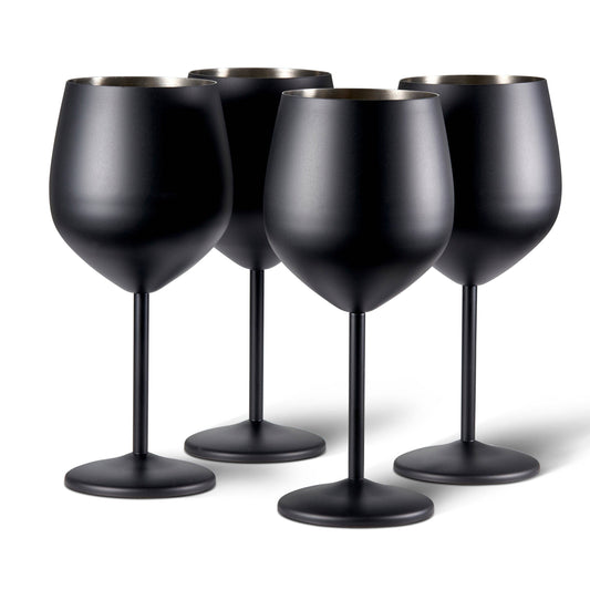 4 Matte Black Wine Glasses