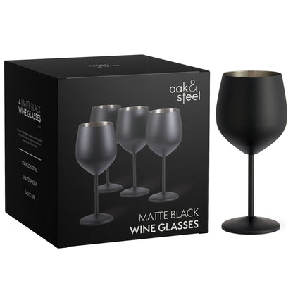 4 Matte Black Wine Glasses