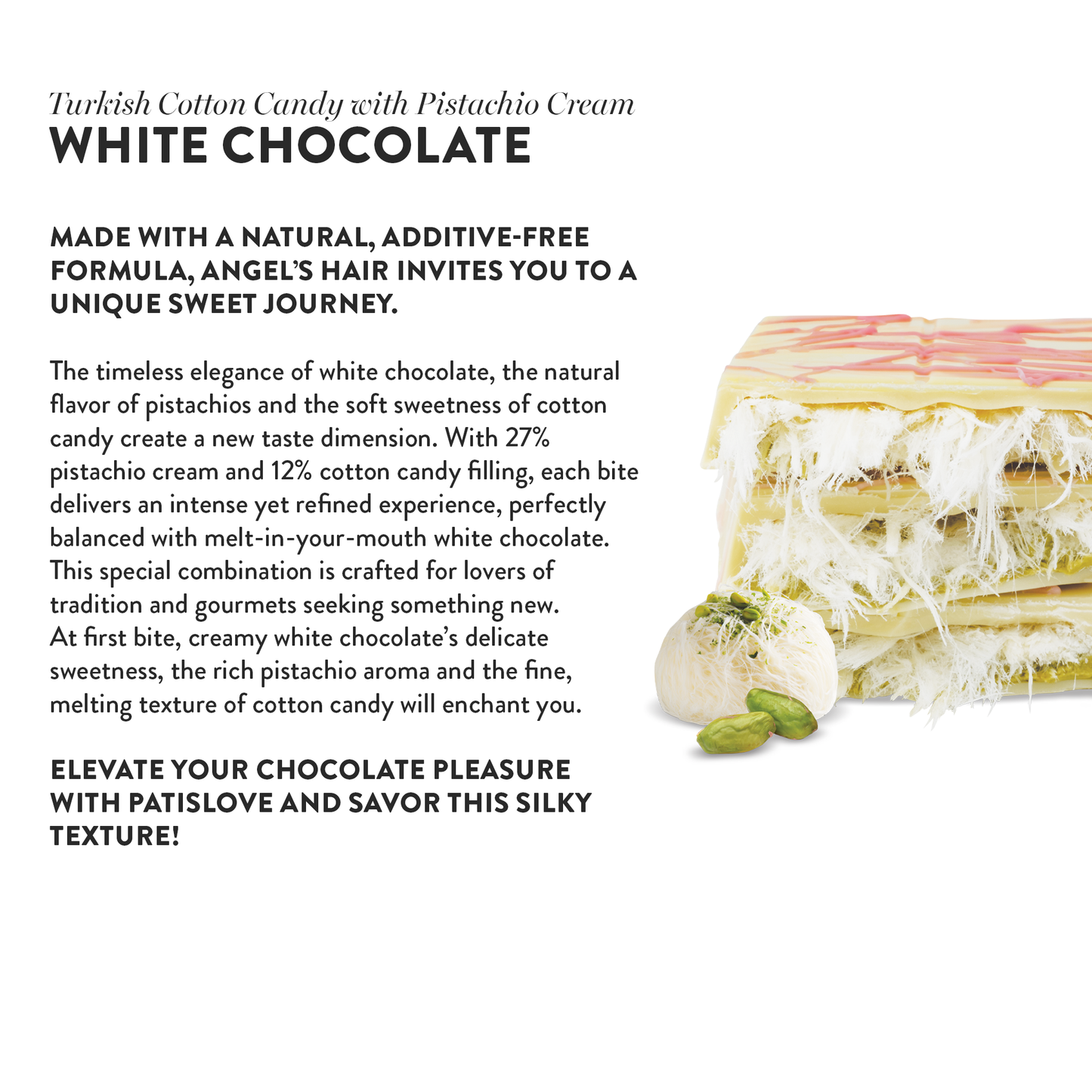Angel’s Hair White Chocolate Pistachio & Cotton Candy, 90G
