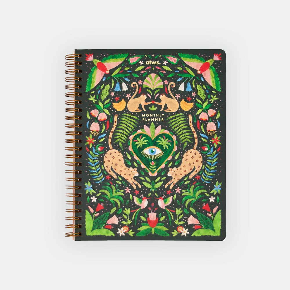 Green Jungle Monthly Planner Spiral Notebook