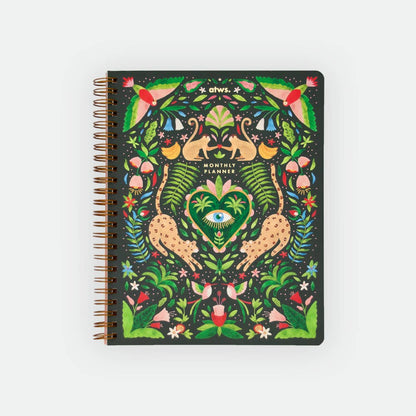 Green Jungle Monthly Planner Spiral Notebook