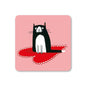 Cat On A Heart Coaster