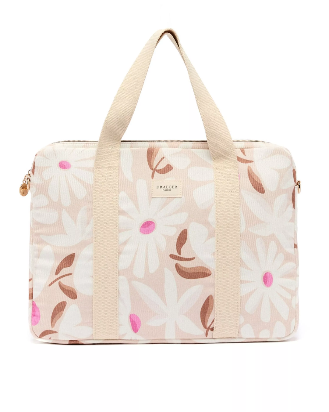 Taupe Flower Pocket Computer Bag