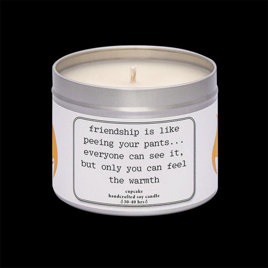 Friendship is like peeing your pants. Candle gift for friend. Handmade soy wax c