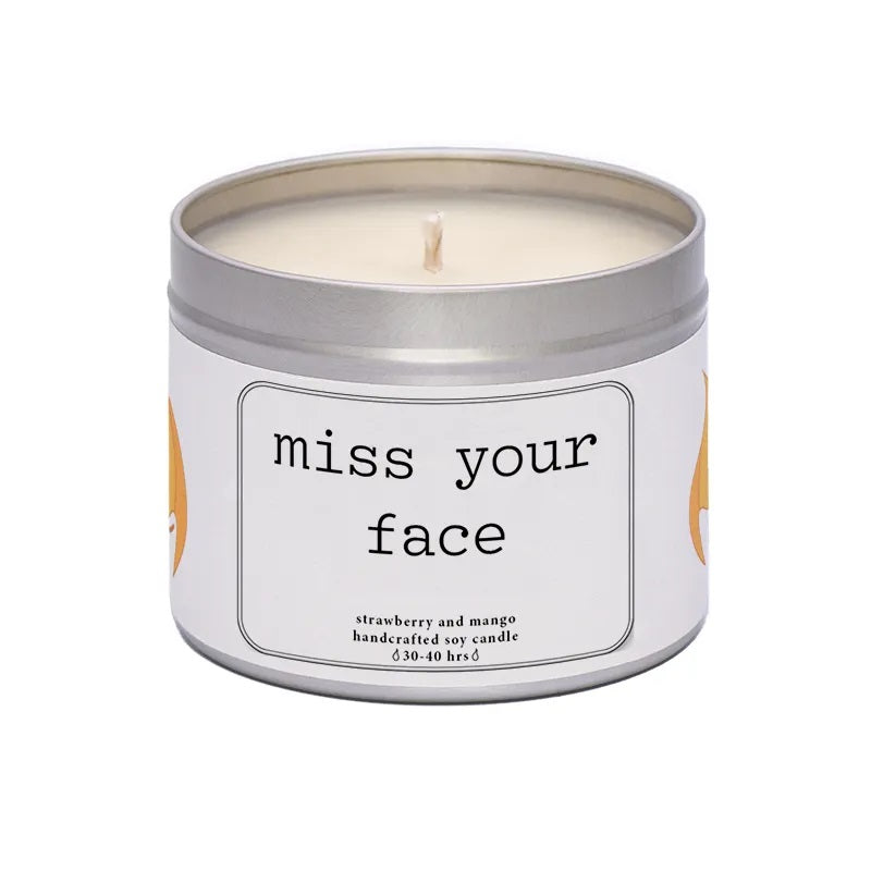 Miss your face. Cute gift for friend. Handmade soy wax friendship candle. Missin