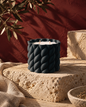 Ceramic Ripple Black Candle