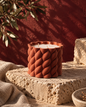 Ceramic Ripple Pink Candle