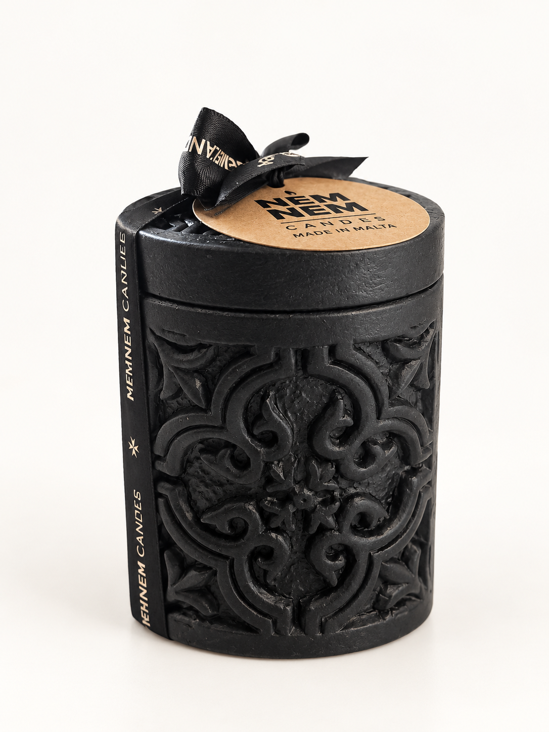 Small Cylinder Maltese Tile Black