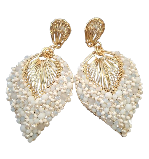 Handmade Crystal Earrings White (Q519)